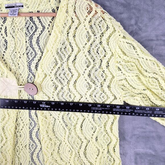 Womens Cardigan Medium Yellow Boho Chic Lace Sheer Soft Girl‎ Cottagecore Casual - Picture 4 of 7